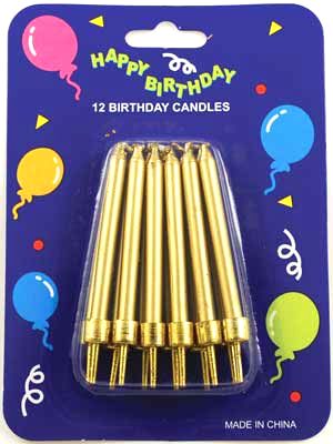 Small Gold Candles ~ Pack of 12