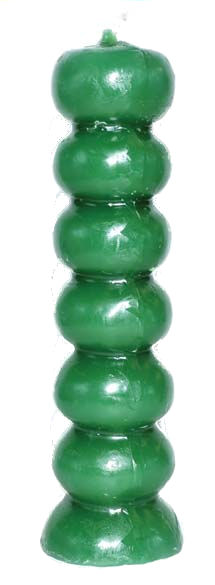 Green 7 Knob Candle - Click Image to Close