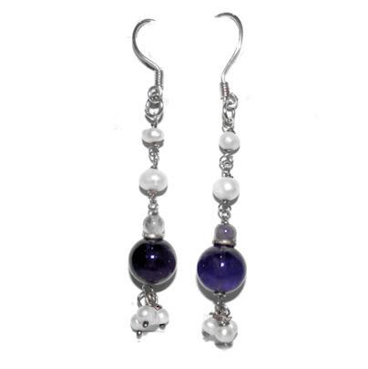 Amethyst & Pearl Earrings - Click Image to Close