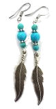 Blue Howlite Feather Earrings - Click Image to Close