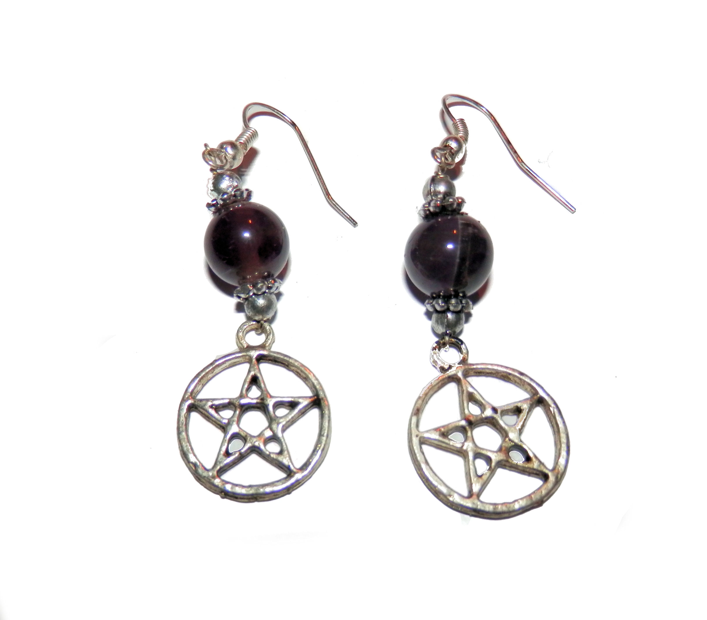 Amethyst Pentagram Earrings