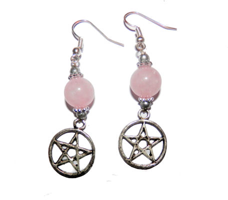Rose Quartz Pentagram Earrings