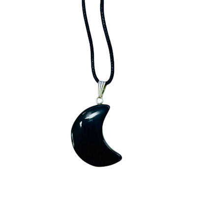 Black Obsidian Crescent Moon Pendant