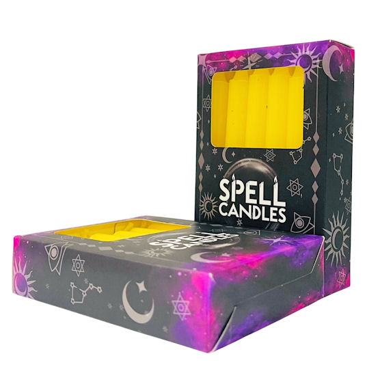 Yellow Spell Candles ~ 12 Pack - Click Image to Close