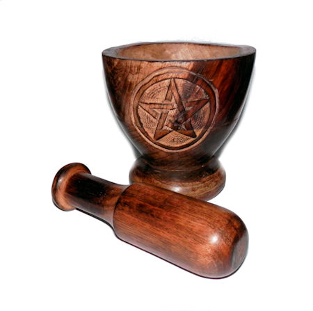 Pentagram Wooden Mortar & Pestle