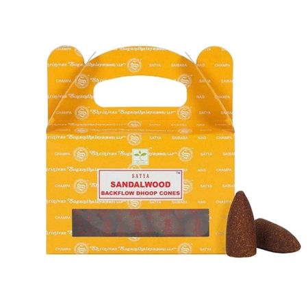 Satya Cones Backflow Sandalwood - Click Image to Close