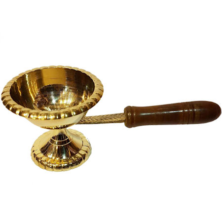 Open Brass Burner with Handle - Click Image to Close